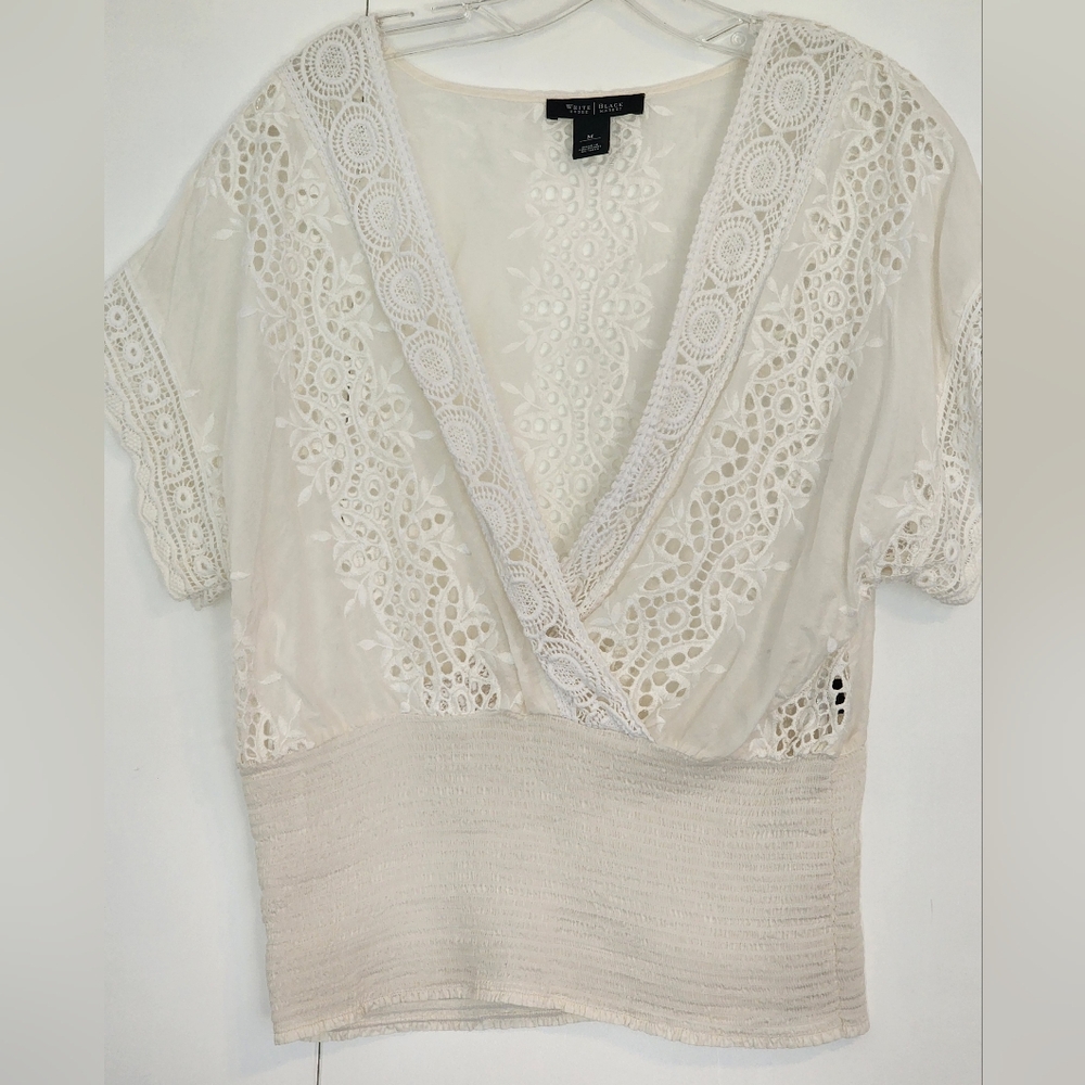 White House Black Market Ivory Lace top